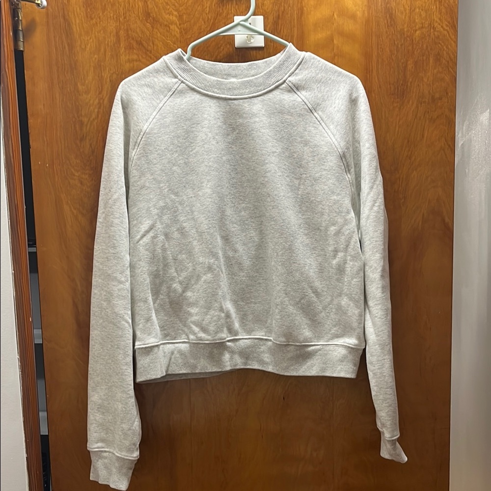 Fabletics Gray Crew Neck Sweater with Ribbed Details